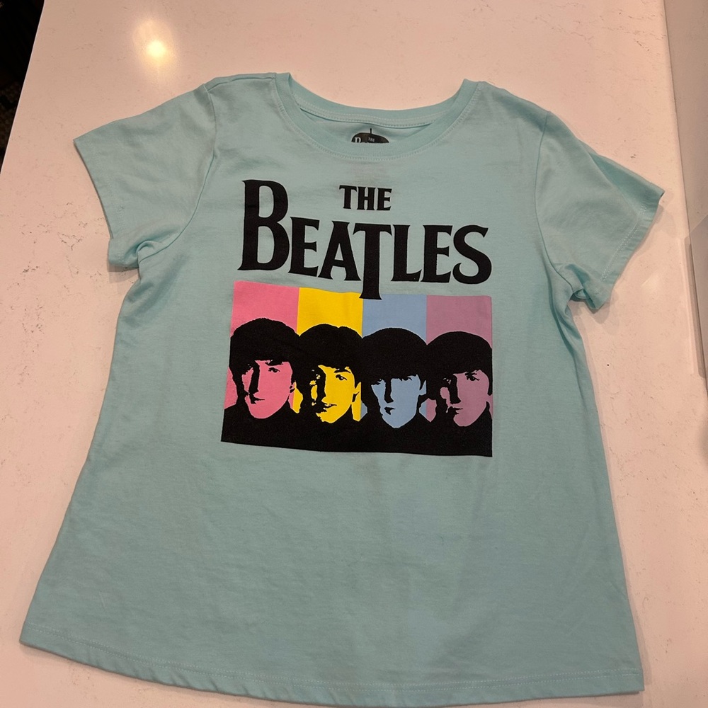 The Beatles Kids T-Shirt - Aqua with Colorful Graphic size 14-16